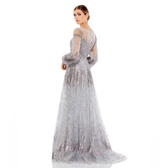 NWT Mac Duggal JEWEL ENCRUSTED ILLUSION LONG SLEEVE A LINE GOWN $798 - Picture 2 of 16